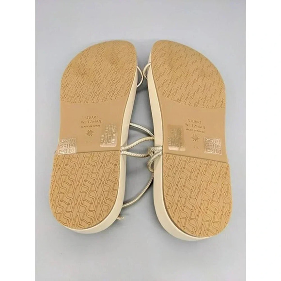 NIB STUART WEITZMAN Pearl Knot Metallic Leather Flat Sandals Size 7.5 MSRP $395 - Picture 6 of 8